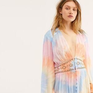 NWT Free People Tie Dye Summer Of Love Kimono XS Dress
